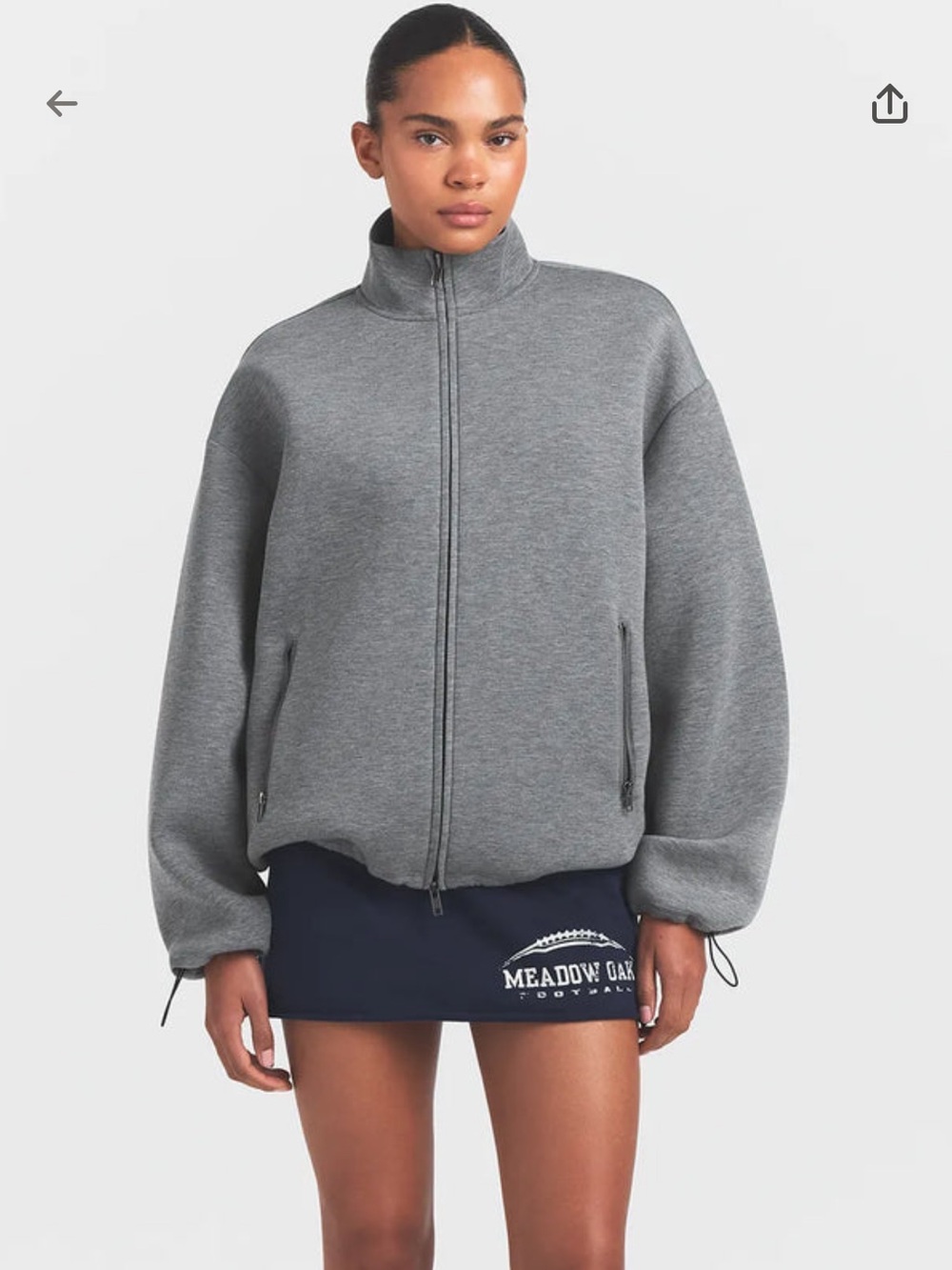 SKIMS NWT Neoprene Outerwear Oversized Mock Neck Full Zip Jacket - Gray